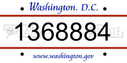 1368884 District Of Columbia License Plate