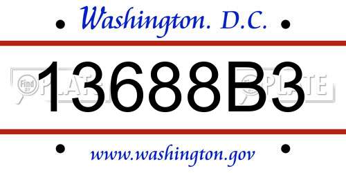 13688B3 District Of Columbia License Plate