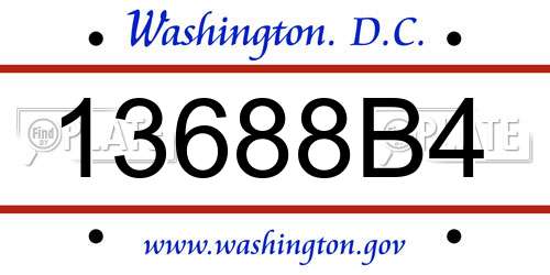 13688B4 District Of Columbia License Plate