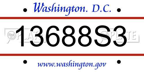 13688S3 District Of Columbia License Plate