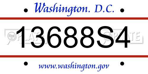 13688S4 District Of Columbia License Plate