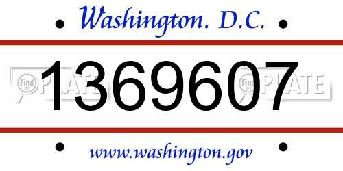 1369607 District Of Columbia License Plate