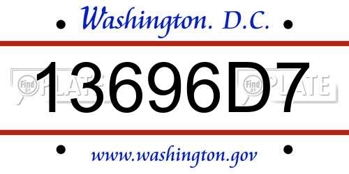 13696D7 District Of Columbia License Plate