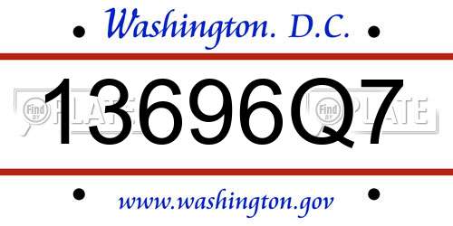 13696Q7 District Of Columbia License Plate