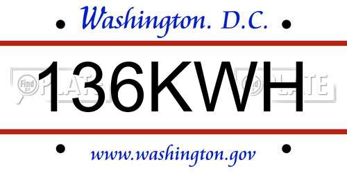 136KWH District Of Columbia License Plate