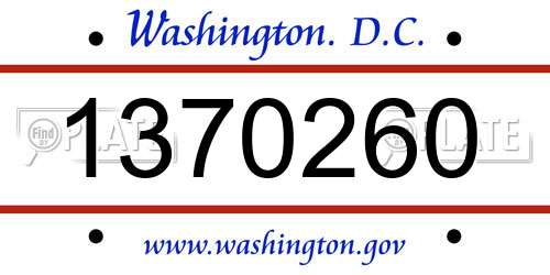 1370260 District Of Columbia License Plate