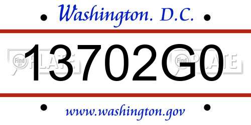 13702G0 District Of Columbia License Plate
