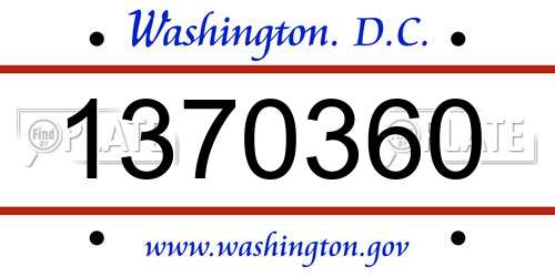 1370360 District Of Columbia License Plate