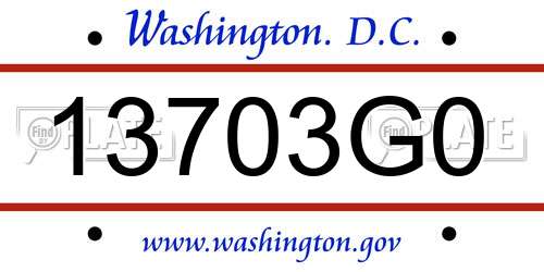 13703G0 District Of Columbia License Plate