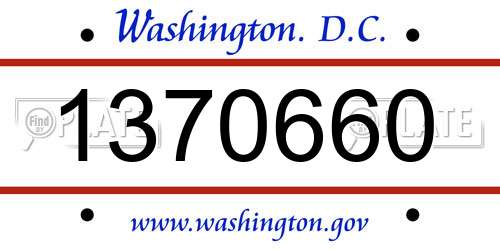 1370660 District Of Columbia License Plate