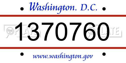 1370760 District Of Columbia License Plate