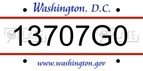 13707G0 District Of Columbia License Plate