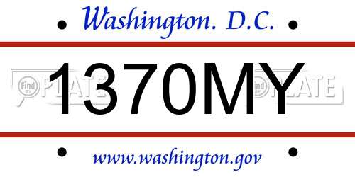 1370MY District Of Columbia License Plate