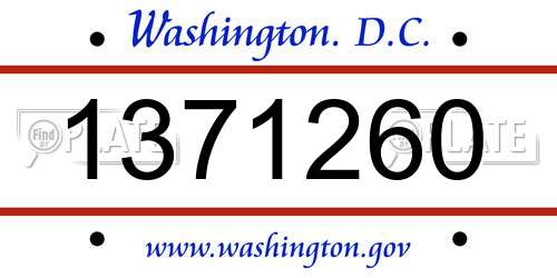 1371260 District Of Columbia License Plate