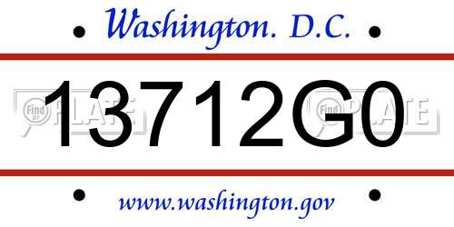 13712G0 District Of Columbia License Plate