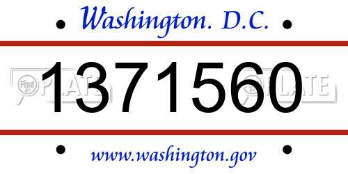 1371560 District Of Columbia License Plate