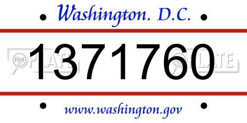 1371760 District Of Columbia License Plate