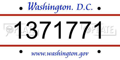 1371771 District Of Columbia License Plate