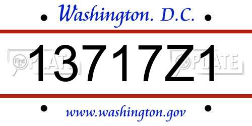 13717Z1 District Of Columbia License Plate