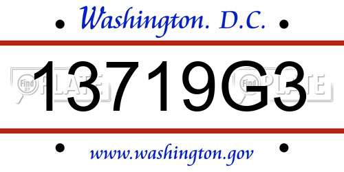13719G3 District Of Columbia License Plate