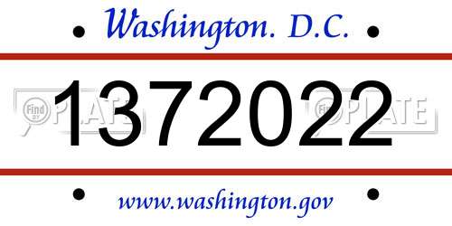 1372022 District Of Columbia License Plate