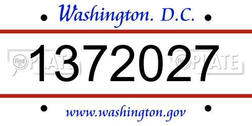 1372027 District Of Columbia License Plate
