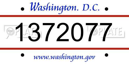 1372077 District Of Columbia License Plate