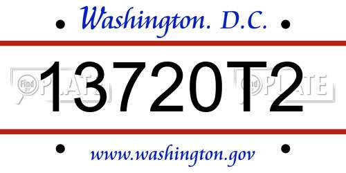 13720T2 District Of Columbia License Plate