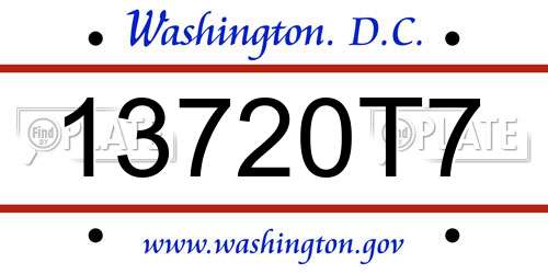13720T7 District Of Columbia License Plate