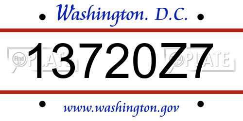 13720Z7 District Of Columbia License Plate