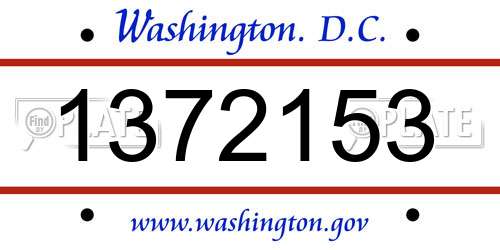 1372153 District Of Columbia License Plate
