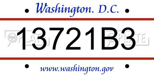 13721B3 District Of Columbia License Plate