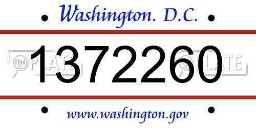 1372260 District Of Columbia License Plate