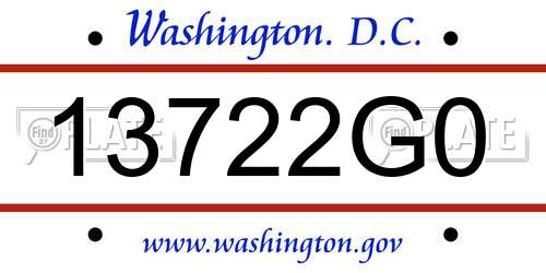 13722G0 District Of Columbia License Plate