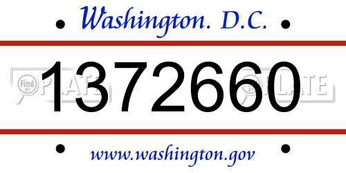 1372660 District Of Columbia License Plate