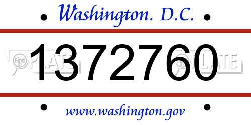 1372760 District Of Columbia License Plate