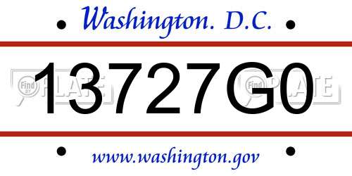 13727G0 District Of Columbia License Plate