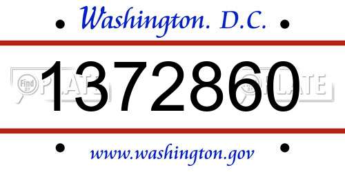 1372860 District Of Columbia License Plate