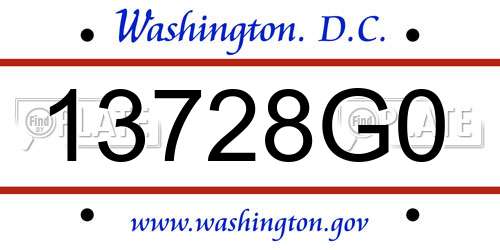 13728G0 District Of Columbia License Plate