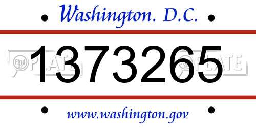 1373265 District Of Columbia License Plate