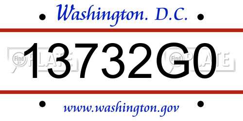 13732G0 District Of Columbia License Plate