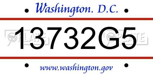 13732G5 District Of Columbia License Plate
