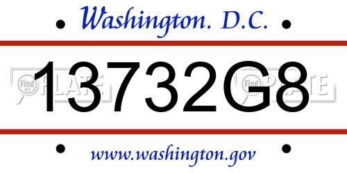 13732G8 District Of Columbia License Plate