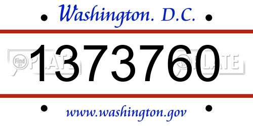 1373760 District Of Columbia License Plate
