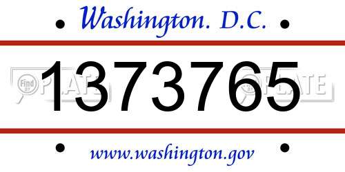 1373765 District Of Columbia License Plate