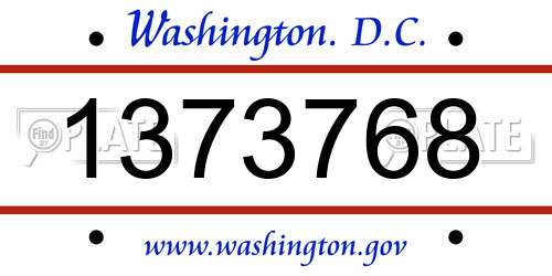 1373768 District Of Columbia License Plate