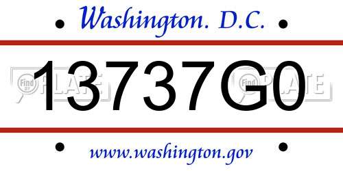 13737G0 District Of Columbia License Plate