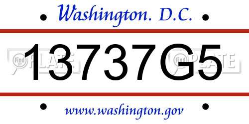 13737G5 District Of Columbia License Plate