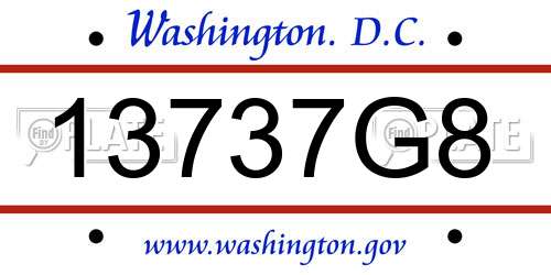 13737G8 District Of Columbia License Plate