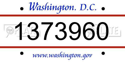 1373960 District Of Columbia License Plate